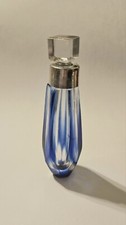 CHARMING SOLID SILVER COBALT BLUE OVERLAY FACETED MINI PERFUME BOTTLE 