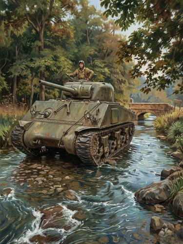 British sherman tank outside - british,