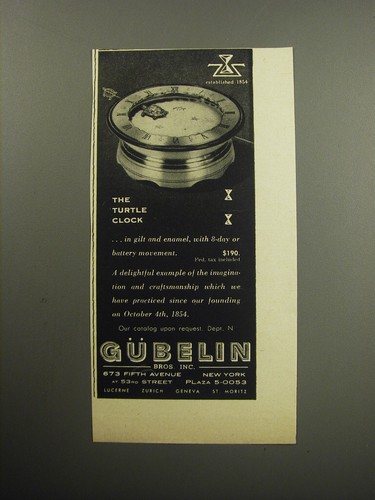1957 gubelin turtle clock - gubelin,