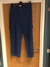 M&S Autograph Size 24 Cargo Style Wide Leg Jeans With Stretch BNWOT