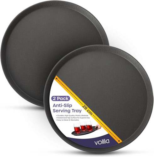 Black round tray - tray, 28cm