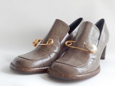 Mulberry Shoes Mid Heel Brown Croc Leather 4.5 UK Brand New with Box