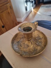 Vintage Brass Candle Holder.  Wee Willy Winky. With Ornate  Flower Detailing