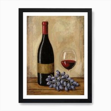 Red wine bottle and grapes