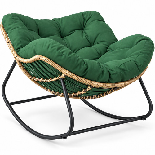 Green rattan papasan - egg, chair