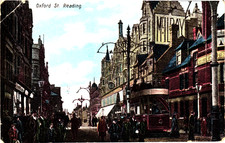 Oxford Street Reading Berkshire Vintage Postcard
