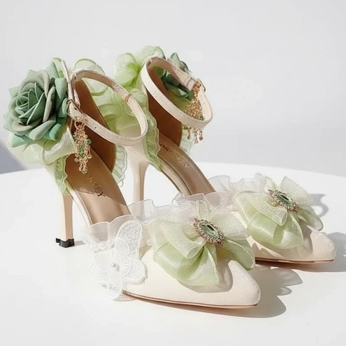 White high heel lolita shoes - heel,