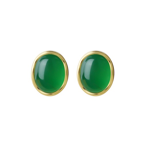 Green natural jade earrings - green,