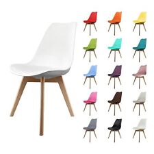 Plastic Dining Chairs - Squared Light Wood Legs - Seat Pad -Various Colours Soho
