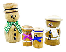 Hand made wooden Christmas Snowman Family Approx size 7cm