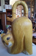 yellow wooden cat 9"tall