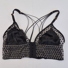 VICTORIA'S SECRET Bralette XL Black Women's Lace Soft Cup Strappy Front Close