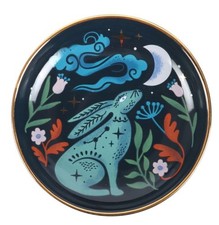 Midnight Hare round shaped trinket dish, ceramic dish, boxed, moon gazing hare