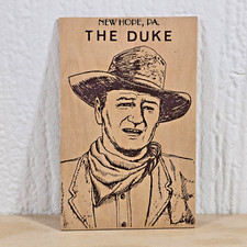 Vintage The Duke John Wayne Vandercraft Durable Quality Wood Postcard New Hope P