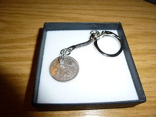 Lucky Silver Sixpence (Elizabeth 2) 6D Keyring - Gift Box - Free UK Postage