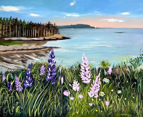 Landscape ocean flowers