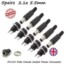 5 Pair DC 12V Power Connector Set - Male Plug & Female Socket 2.1x5.5mm Jack