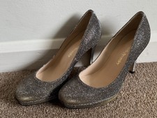 Russell And Bromley Metallic Sparkly Platform High Heels Shoes Size 6 / 39