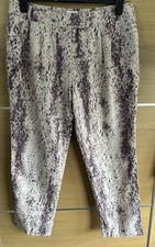 Reiss Size 14 Cream Purple Patterned trousers Silk Blend BH3