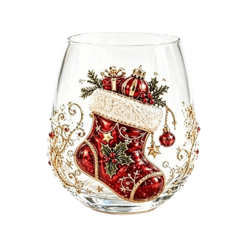 Christmas art wine - wine, glasses