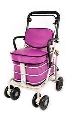 WALKING MOBILITY TROLLEY WITH SEAT, BACKREST AND ARMRESTS - PURPLE