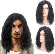 TSHAOUN Mens Black Wig Mid