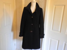 Lovely M&S Black Designed Fully Lined Warm Smart Coat Size 10 (pit to pit 18")