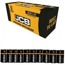 10 x D cell JCB PROFESSIONAL Alkaline 1.5v Batteries LR20 AM1 - in box