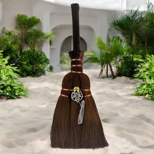 Handcrafted witch broom with - handcrafted,
