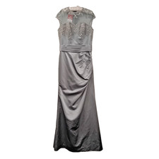 TRUE BRIDE Uk 10 Steel Grey Lace & Beaded detail Sleeveless Long Dress