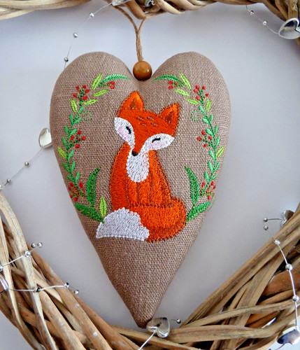 Embroidered fox decorative - embroidered,