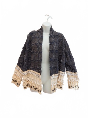 Dark blue denim look - , crochet