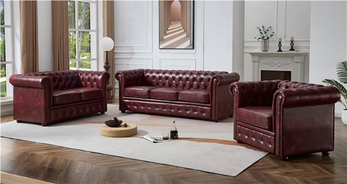 Chesterfield red faux - chesterfield, ox