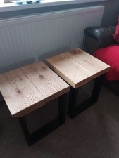 Pair of Chunky Solid Oak Side