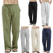 Mens Baggy Pants Cotton Linen