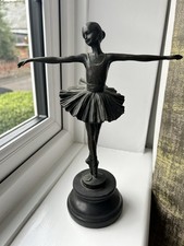 Ballerina By Milo French Artist Signed Bronze Sculpture Figure On Marble Base