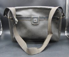 Dunhill Black Gray Canvas Leather Briefcase Bag Zipper with Adjustabla Straps