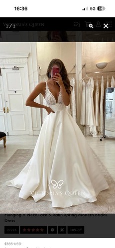 Satin lace line ivory - a-line, size