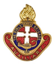 Vintage Old The Girls Brigade 'Auxiliary' Award Enamel Brooch Badge