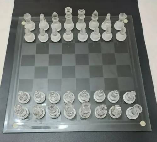 Maxim frosted glass chess set - maxim,
