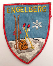Switzerland Souvenir Tourist Skiing Vintage Badge Patch. ENGELBERG Ski Holiday