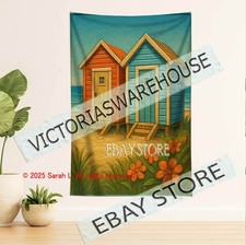 Beach huts tapestry wall
