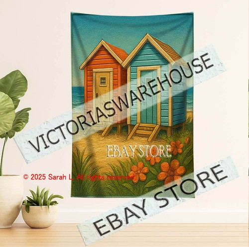 Beach huts tapestry wall