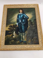 Framed Oil Print Reproduction of The Blue Boy by Gainsborough Style