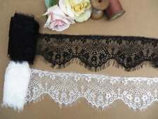 3mt of lace trim with eyelash edge scallop 9cm black or off white