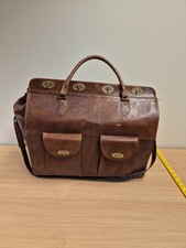 Vintage Leather Gladstone-Style Large Holdall Weekend Luggage Bag Brown
