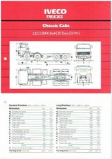 IVECO 232 D30FK 8x4 CHASSIS CAB ORIG. 1981 FACTORY UK TECH. SPECIFICATION SHEET