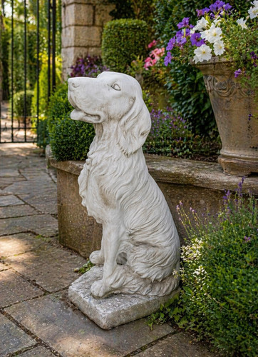 Stone retriever garden statue - garden,