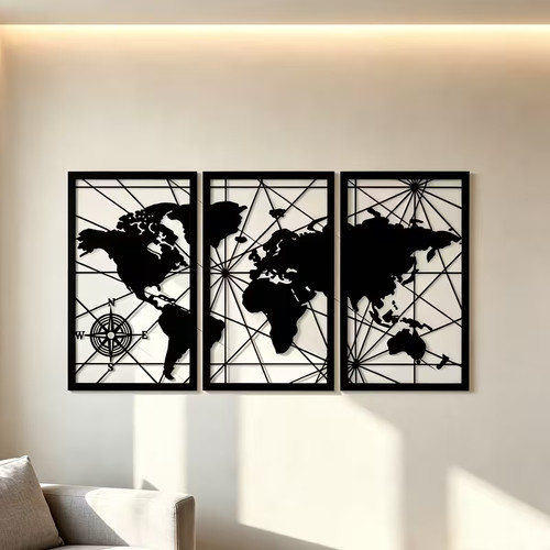 3pcs world map - wall, art