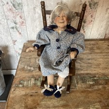 Unusual Porcelain Grandma Doll In Rocking Chair